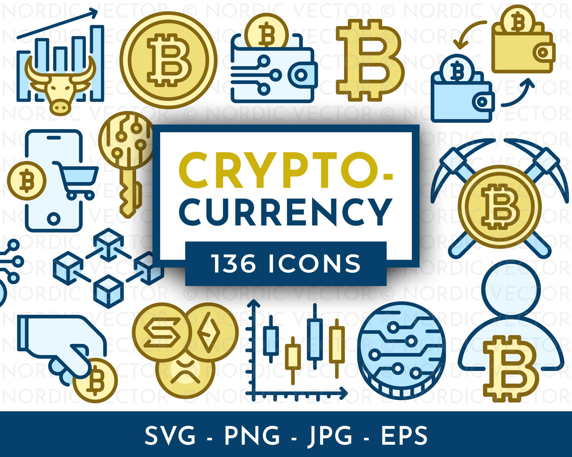 暗号通貨アイコンバンドル、ビットコインロゴSVG、暗号通貨＆ブロックチェーンテクノロジーアイコンセット ︱  クリップアート、アイコン、イラスト、シンボル ︱ SVG、PNG、EPS