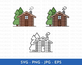 Log Cabin Icon Illustration, Tiny House Clipart, Small Forest Home, Wooden Cottage ︱ Clip Art, Cartoon, Drawing ︱ SVG, PNG, EPS