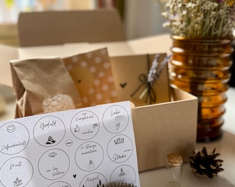 Dein DIY - Set - 12 Impulse für ein Jahr in 12 Teelichtern mit Botschaft - Geschenk - Muttertag , Ostern - Wünsch dir was - personalisierbar