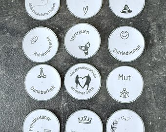 Wunschbox - 12 Teelichter mit Botschaft für dich, eine Freund:in, Geschenk zum Geburtstag, als Aufmunterung, Affirmationen, Taufe