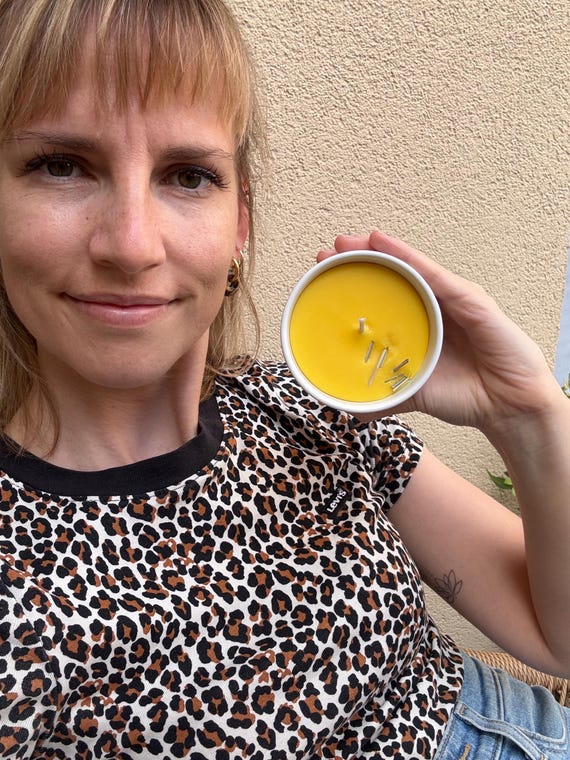 Gute Laune - Citronella Kerze - Mückenkerze - Zitrone - Grillen Geschenk, Deko - Dankeschön - Stimmungskerze - gute Laune, Ostern, Muttertag