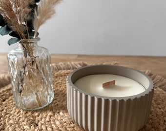 Lagerfeuer to go - Kerze mit Holzdocht in Beton - Dankeschön für Hebamme, Therapeutin, Geschenk Geburtstag, Ostergeschenk, Frühling, Sommer
