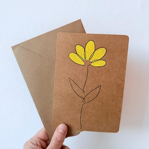 Handgemalte Lineart Karten zum Geburtstag, als Dankeschönkarte, Lineart Bild, Blumenkarte, persönliches Geschenk, Grußkarte inkl. Umschlag