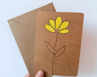 Handgemalte Lineart Karten zum Geburtstag, als Dankeschönkarte, Lineart Bild, Blumenkarte, persönliches Geschenk, Grußkarte inkl. Umschlag