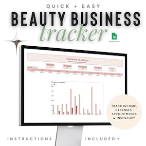 Expense & Inventory Tracker Google Sheets | Beauty Business Tracker for Lash, Nail Techs, Hairstylists | Income Appointment Log