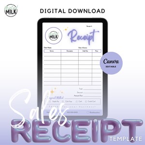 Nail Tech Small Business Receipt, Cash Sales Receipt, Editable Receipt Template, Lash Tech Business Receipt