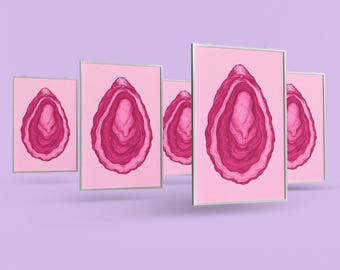 Oyster Art Print, Oyster Paintings, Colorful Oyster Art, Oyster Watercolor, Oyster Kitchen Art, Seafood Wall Art