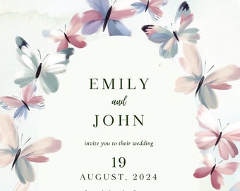 Wedding Invitation Template 'Gentle Butterflies'