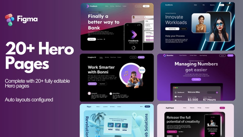 Hero Page UI Kit for Figma - Etsy