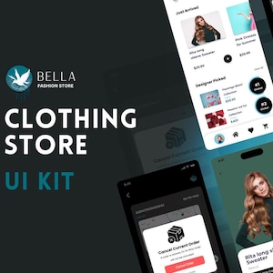 Kit de interfaz de usuario de tienda de ropa para Figma / Listo para desarrolladores, totalmente personalizable / Perfecto para aplicaciones y sitios web de moda