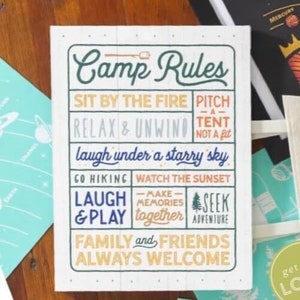 Camp Rules White Wood Pallet Sign