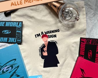 Ateez Crazy Form inspirierte Tote Bag – "I'm a warning sign" Members Design | Kpop Tasche | Fanartikel