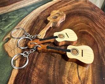 Handmade Guitar Shaped Key Holder | Wooden Keychain | Musical theme Key Holder | Hand-carved Key Holder | Key Organizer |  Key Chain Gift