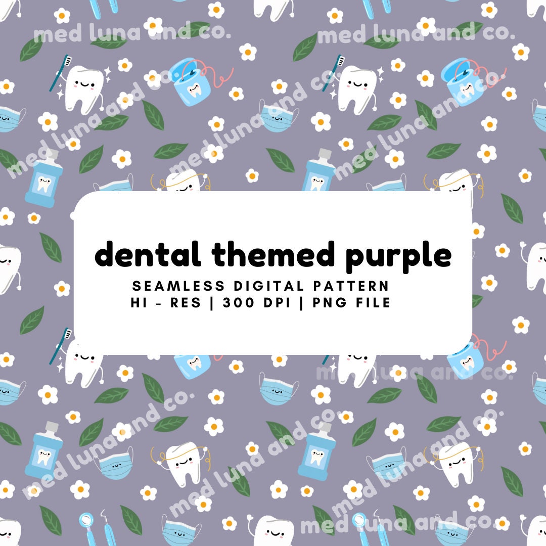 Dental Themed Purple Seamless Repeating Pattern Anime Design Digital ...