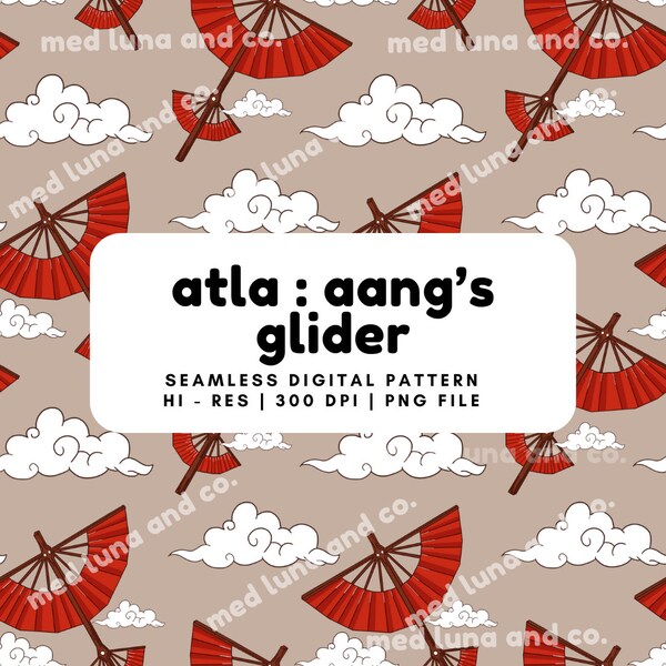 Avatar the Last Airbender Aang's Glider Seamless Repeating Pattern - Anime Design - Digital Background, For Sublimation, PNG