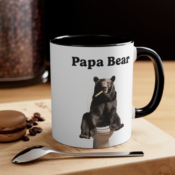 Papa Bear Funny Fathers Day Gift For Dad Coffee Mug Best Dad Ever Birthday Gift Coffee Cup Lover Bear Smoking Cigar Gift For Him