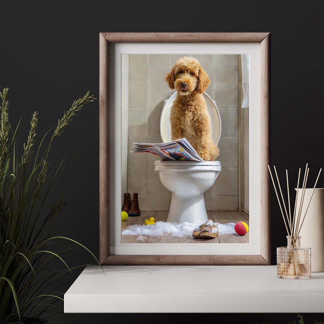 Goldendoodle Bathroom Wall Art Picture Doodle on Toilet Humor