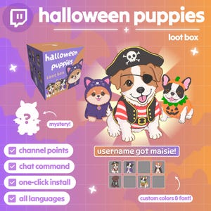 Halloween Puppies Twitch Widget: Streamer Chat Command or Channel Points Reward