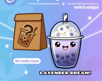 Niedliches Boba Twitch Widget | Animierte Channel Point Einlösung, Chat-Kommando oder StreamElements Loyalty Store Reward | Gemütliche Luftschlangen Aktiv