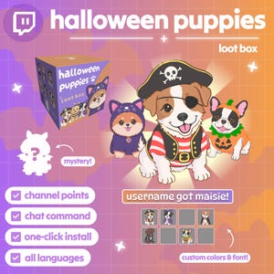 Halloween Puppies Twitch Widget: Polecenie czatu streamera lub nagroda za punkty kanału