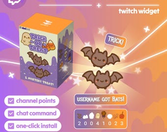 Halloween Trick or Treat Twitch Widget: Summerween Streamer Chat Command or Channel Points Reward