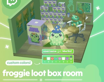 Geanimeerde Froggie 3D Slaapkamer Loot Box Twitch Widget: Streamer Kanaalpunten Beloning
