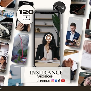 120 Insurance Agent Videos | Life Insurance Social Media | Posting Templates | Insurance Agency & Company IG Canva | Insurance Broke