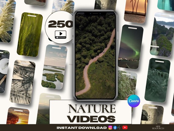 250+ Nature Aesthetic Faceless Reels Canva Templates - Green Forest Botanical Calm Videos Instagram TikTok Wellness ASMR Content Creator
