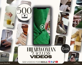 Muslim Hijab Faceless Videos 500 Canva Instagram | Woman Wearing Hijab Social Media Reels | Islamic Fashion Lifestyle Posts Stories TikTok