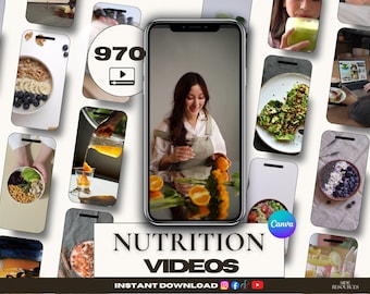 970 Nutrition Guidance Reels Pack | Gut Health & Holistic Coach Faceless Videos | Food Coaching Wellness Canva | Nutrition Guidance