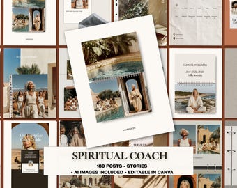 Spiritual Wellness Instagram Templates Canva | 180 Lifecoach Posts Stories | Moroccan Retreat | Lifecoaching Bundle | Holistic Coaching