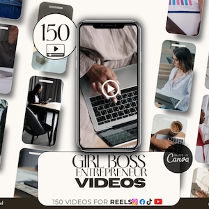 150 Videos Entrepreneurs Woman for reels- Working woman Instagram- Canva template- Social Media Marketing- Girl Boss insta- Boss babe videos