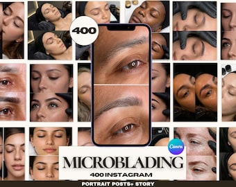 Microblading Instagram Templates — PMU Brow Social Media Posts | PMU Brows Instagram | Powder Brows Content | Eyebrow Tattoo