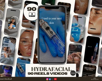 90 Hydrafacial Instagram Reel Templates | Before & After Video | Skincare Canva Reel | Medspa Esthetician