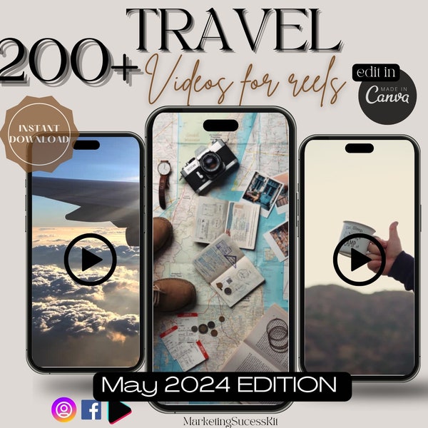 200 VIDEOS for reels | Travel reels Tiktok Instagram - Instant Download | traveling reels for instagram | travel agent | Travel social