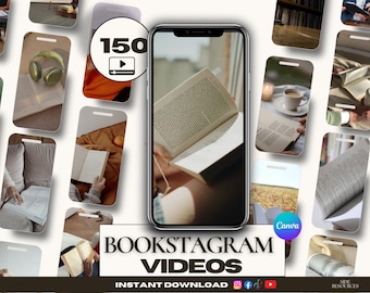 Bookstagram Reels 150 Canva Book Instagram Templates | BookTok Content Authors Bookshops | Social Media Posts Stories TikTok