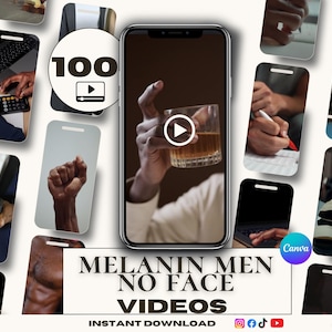 100 Men melanin videos- Faceless with melanin body- reels Instagram- tiktok- facebook- Ideal faceless- Edit on Canva- Melanin man reels
