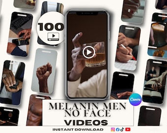 100 Men melanin videos- Faceless with melanin body- reels Instagram- tiktok- facebook- Ideal faceless- Edit on Canva- Melanin man reels
