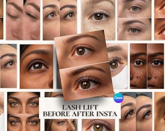 Lash Lamination Instagram Templates — 120 Canva Posts & Stories | Lash Lift Before and After | Brow Lamination Social Media | Lash Tint