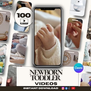 Baby Parenthood Faceless Videos 100 Canva Instagram Reels | Aesthetic Newborn Motherhood Social Media | Mom TikTok Babies Stock Content