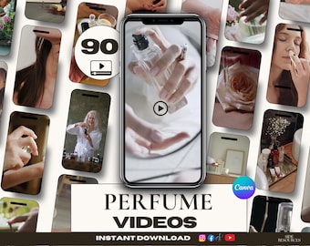 90 Perfume videos- Luxury scent- Perfume content- Perfumery business- Perfume reels template- Spa social media- Aroma instagram posts
