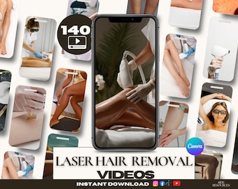 140 Laser Hair removal videos for Reels- Social Media Posts- laser hair removal social media- Hair Removal Content- Esthetician posts