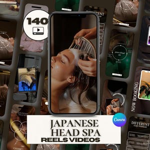 Headspa Reels Canva Templates | 140 Japanese Headspa Videos | Head Spa Reels Instagram TikTok | Scalp Massage Esthetician Medspa Kit