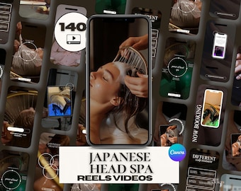 Headspa Reels Canva Templates | 140 Japanese Headspa Videos | Head Spa Reels Instagram TikTok | Scalp Massage Esthetician Medspa Kit