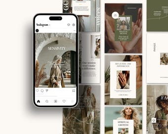 Spiritual Wellness Instagram Templates Canva | 254+ Lifecoach Posts Stories Carousels | Lifecoaching Bundle | Holistic Coaching
