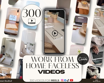 300 Faceless Videos for Work From Home-Aesthetic Reels- Digital Marketing- Instagram TikTok- Working reels- marketing reels videos