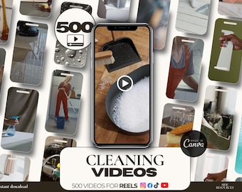 500 Cleaning Videos- Janitor Marketing- Residential cleaning- Professionnal cleaners- Cleaning reels- Clean instagram posts- Shining home-
