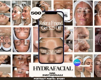500+ Hydrafacial Instagram Templates — Before After | Medspa Esthetician Posts| Skin Transformation | Glow Skin Results  | aesthetic medspa