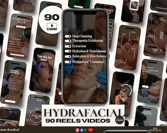 90 Hydrafacial Instagram Reel Templates | Before & After Video | Skincare Canva Reel | Medspa Esthetician
