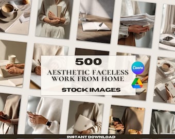 500 Beige Aesthetic Faceless Stock Photos | Canva Template + JPG | Instagram Business Content Creator | Work From Home Images stock